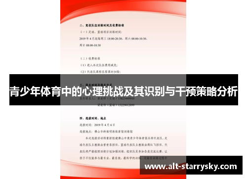青少年体育中的心理挑战及其识别与干预策略分析