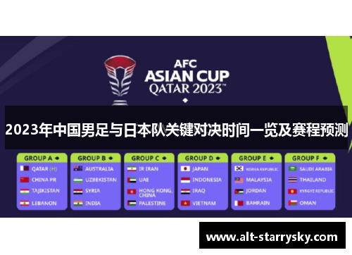 2023年中国男足与日本队关键对决时间一览及赛程预测